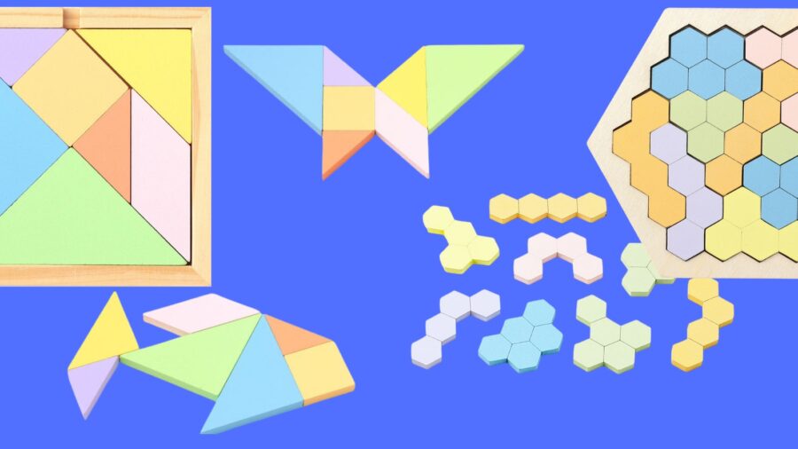 トビラコ　木製パズル　タングラム　ヘキサゴン