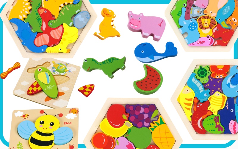 トビラコ　木製パズル　型はめ　形合わせ